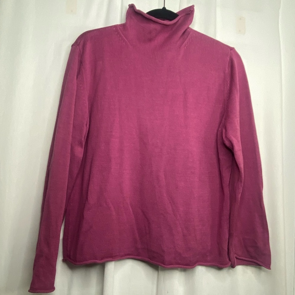 J. Jill Silk Cotton Pink Mock Neck Sweater Large Petite Pullover Lounge Comfy